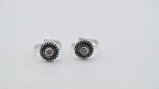 Sterling Silver Spiral Bezel Toe Rings