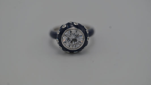 Sterling Silver Midnight Halo Ring