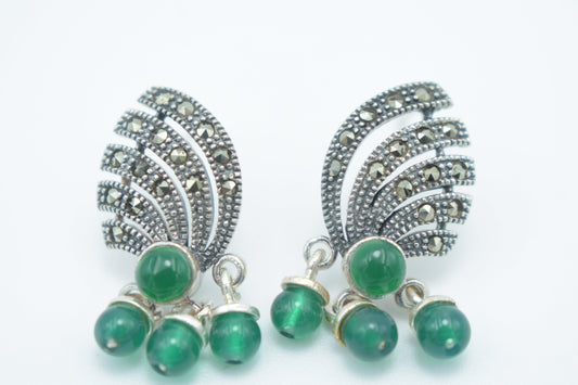 Green Bead Stud Earrings