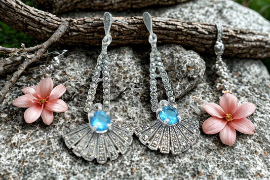 Blue Stone Drop Earrings