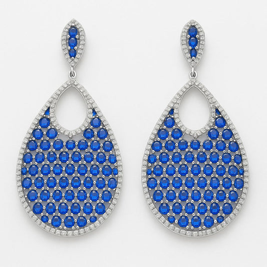 Blue CZ Dangle Earrings