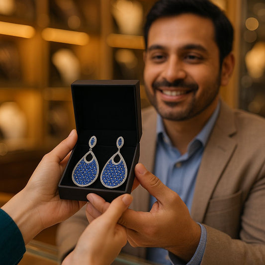 Blue CZ Dangle Earrings