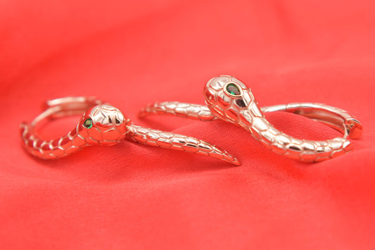 Silver Snake Hoop Earrings