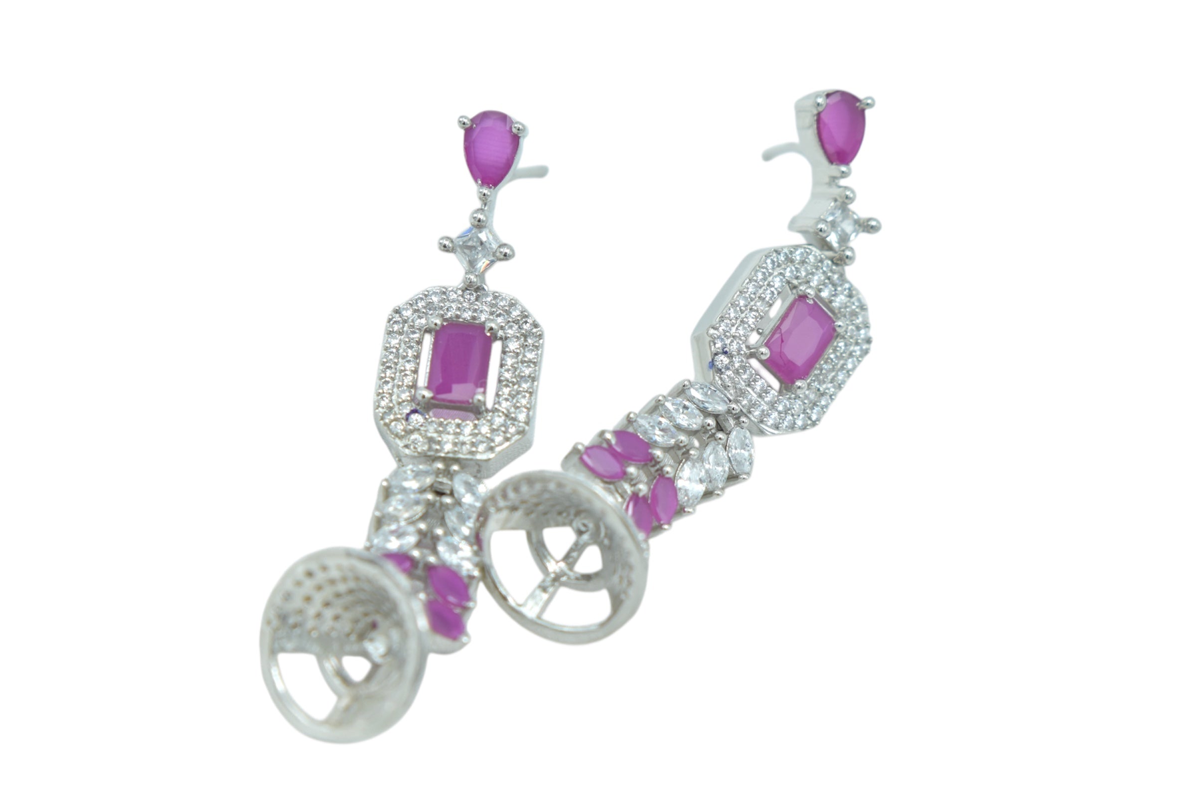 Pink Stone Drop Earrings