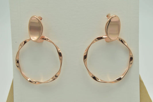 Rose Gold Plated Twisted Hoop Earrings