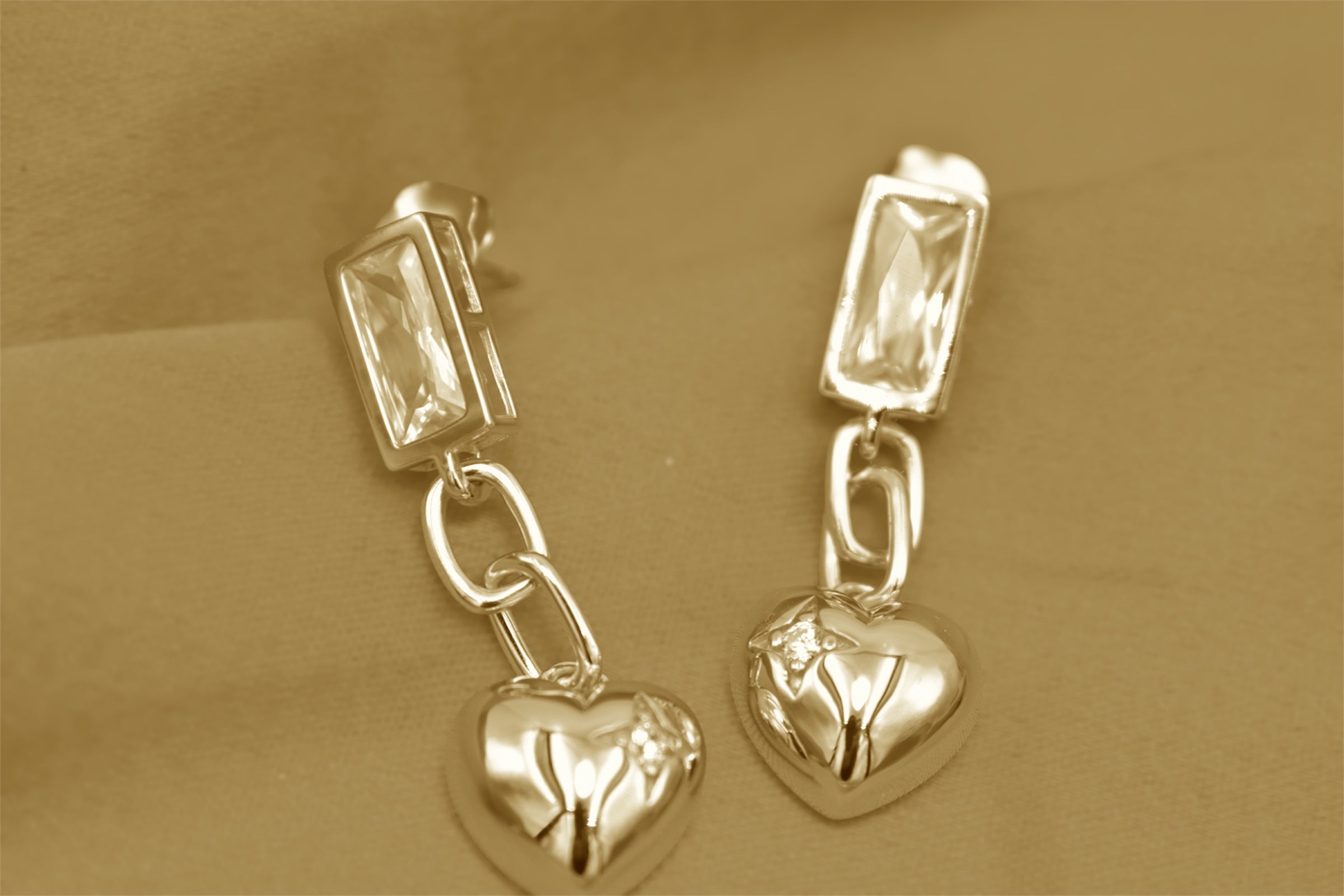 Rose Gold Heart Drop Earrings