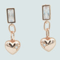 Rose Gold Heart Drop Earrings - Miora
