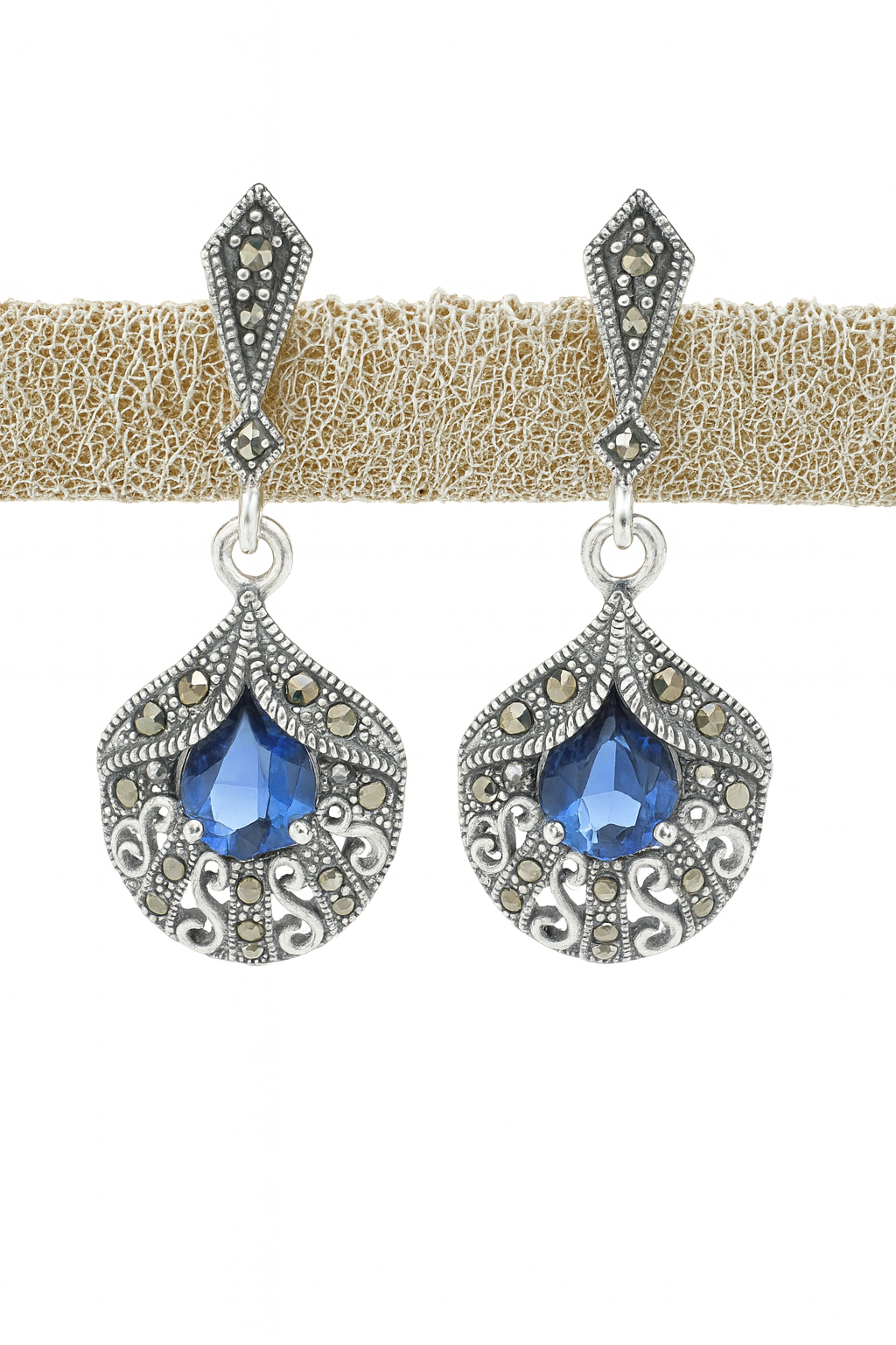 Vintage Blue Stone Drop Earrings