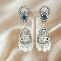 Blue Stone Jhumka Earrings - Miora