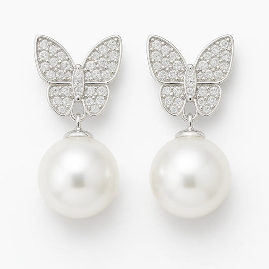 Butterfly Pearl Drop Earrings
