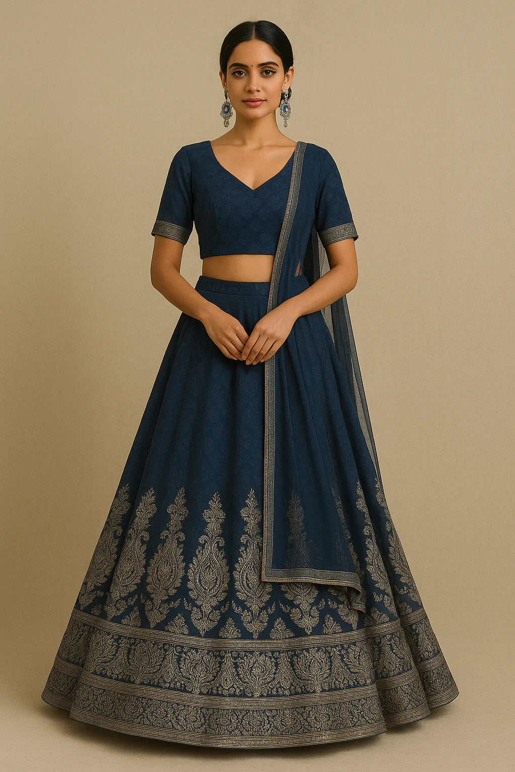 Sapphire Blue Floral Dangle Earrings