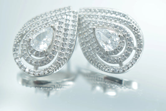 Pear Drop Halo Earrings