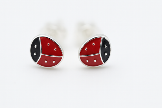 Kids Teenagers Red Beetle Stud Earrings