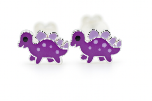Kids Teenagers Purple Dragon Stud Earrings
