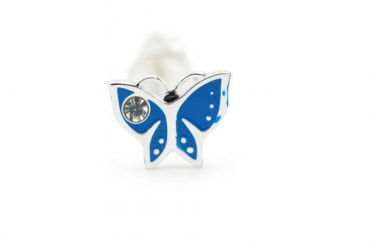 Kids Teenagers Blue Butterfly Stud Earrings