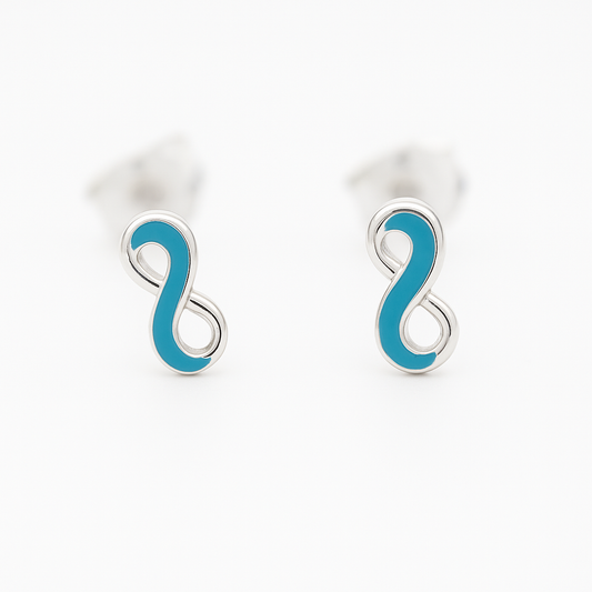 Kids Teenagers Blue Infinity Stud Earrings