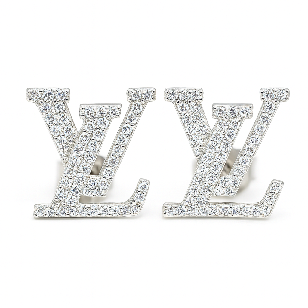 Brand inspired L Zirconia Stud Earrings