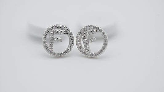 Kids Teenagers Fendi inspired Zirconia Stud Earrings