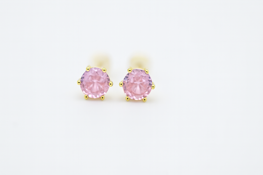 Kids Teenagers Pink Studs Earrings