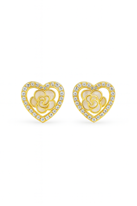 Kids Teenagers Heart Flower Earrings
