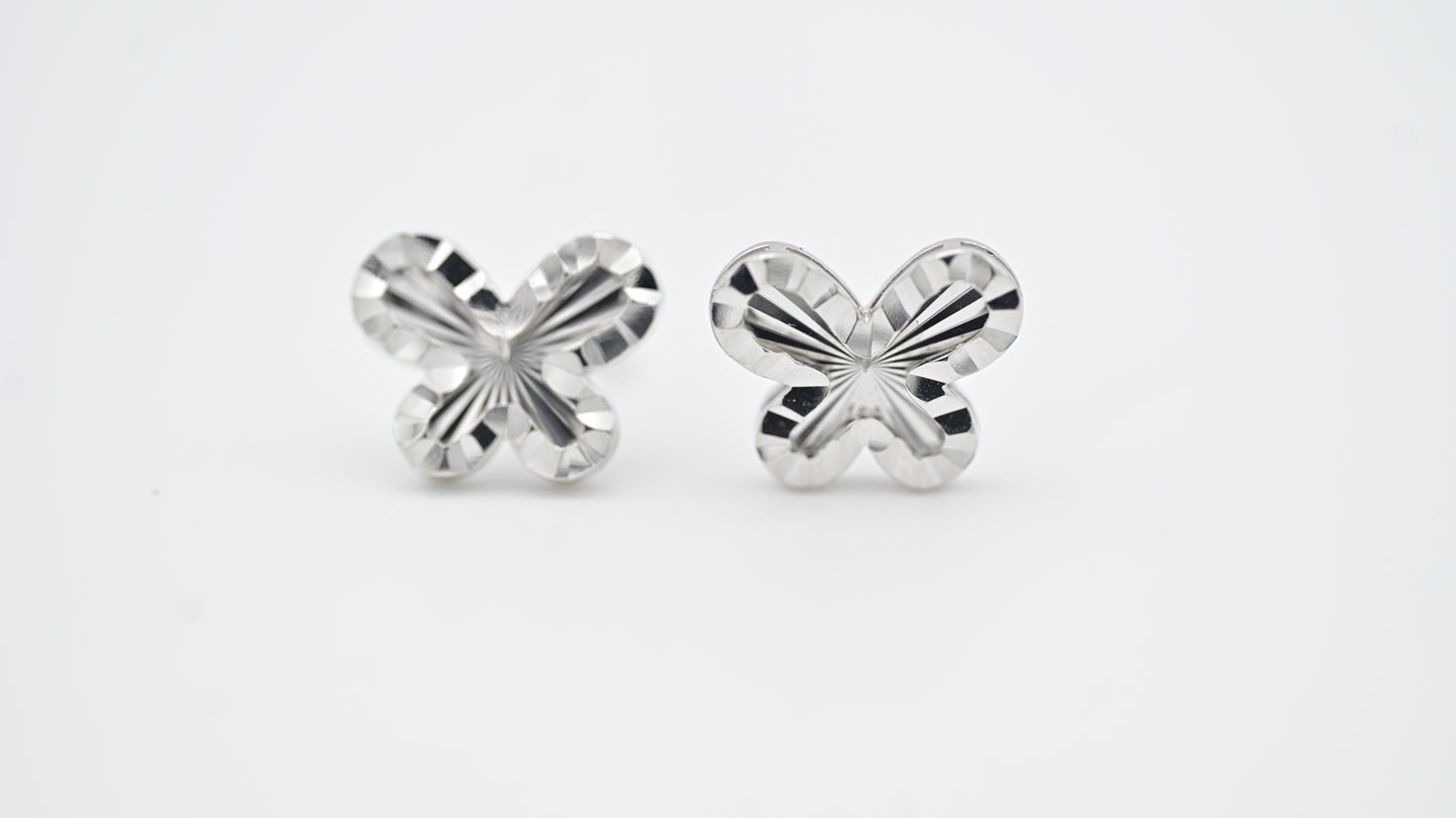 Kids Teenagers Butterfly with Rhodium Polish Earrings