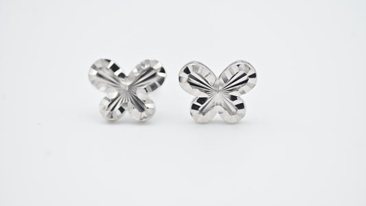 Kids Teenagers Butterfly with Rhodium Polish Earrings