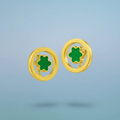 Green Clover Circle Stud Earrings - Miora
