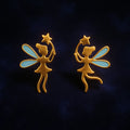 Blue Enamel Fairy Star Stud Earrings - Miora