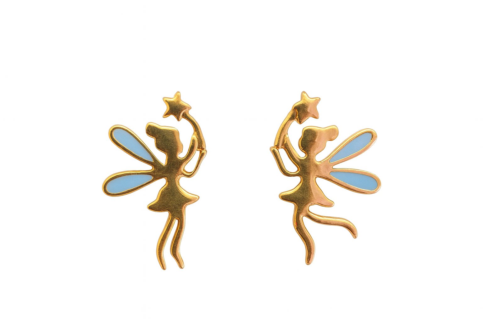Blue Enamel Fairy Star Stud Earrings