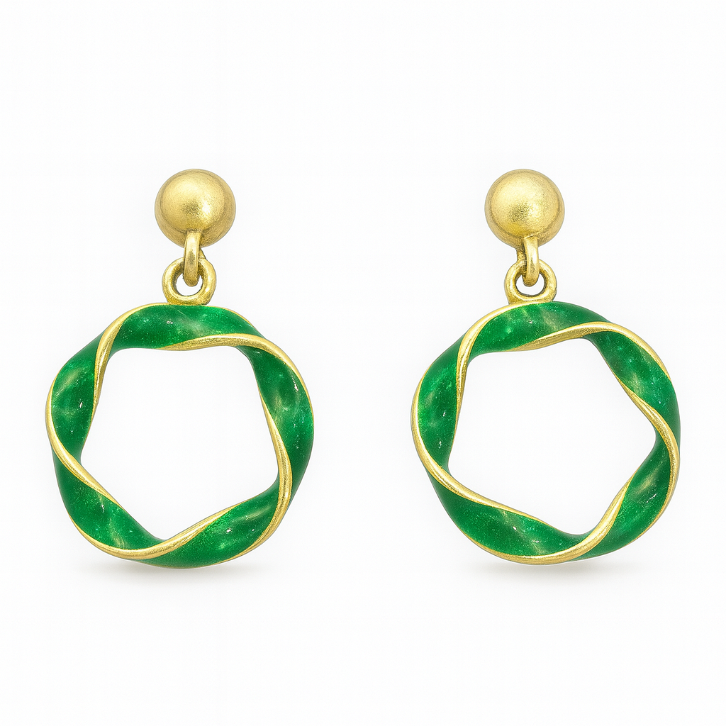 Emerald Twist Drop Earrings