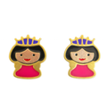 Little Princess Enamel Stud Earrings | Gold Finish