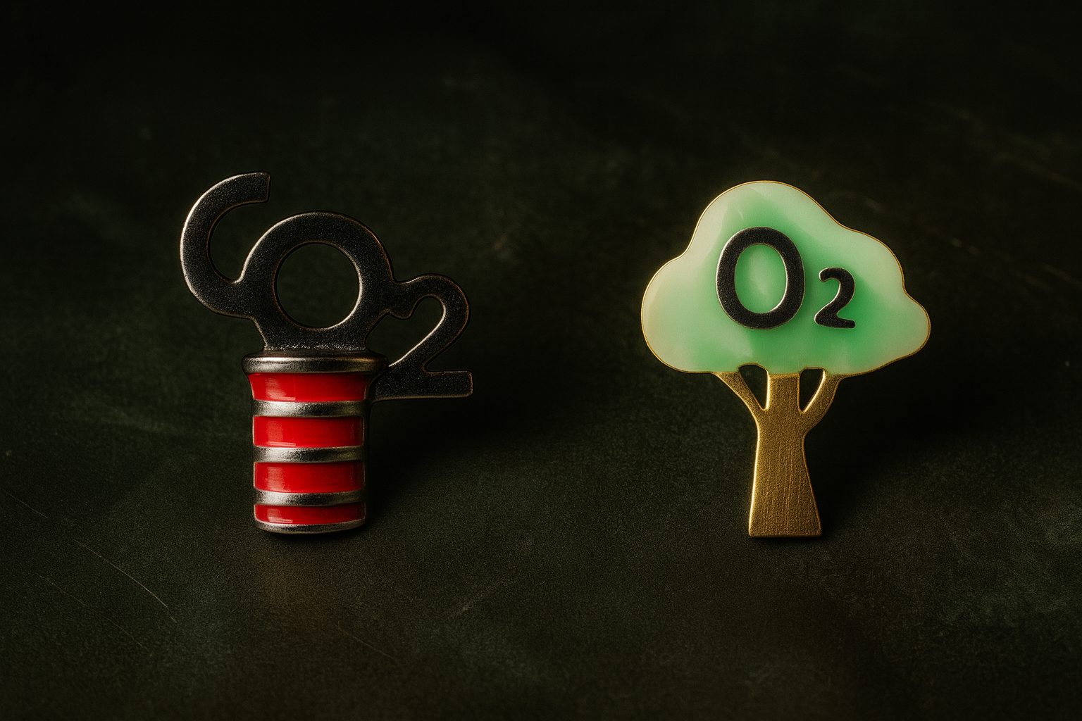 Mismatched O2 & CO2 Stud Earrings