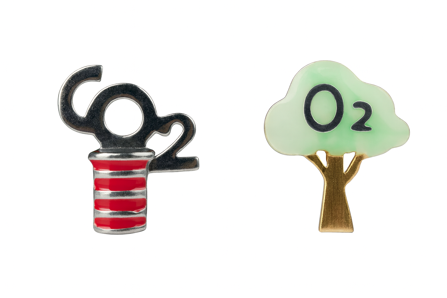 Mismatched O2 & CO2 Stud Earrings