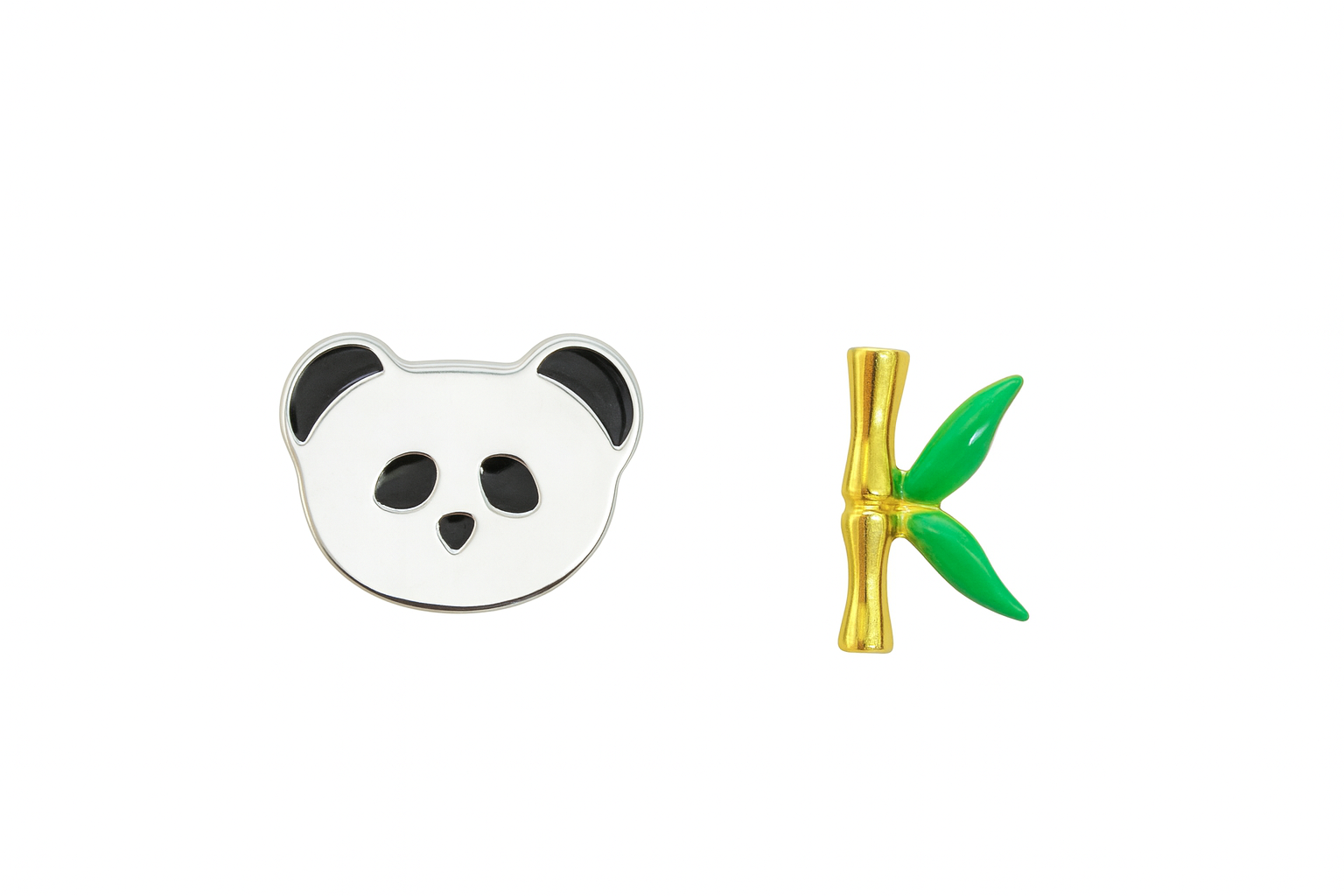 Panda & Bamboo Mismatched Stud Earrings