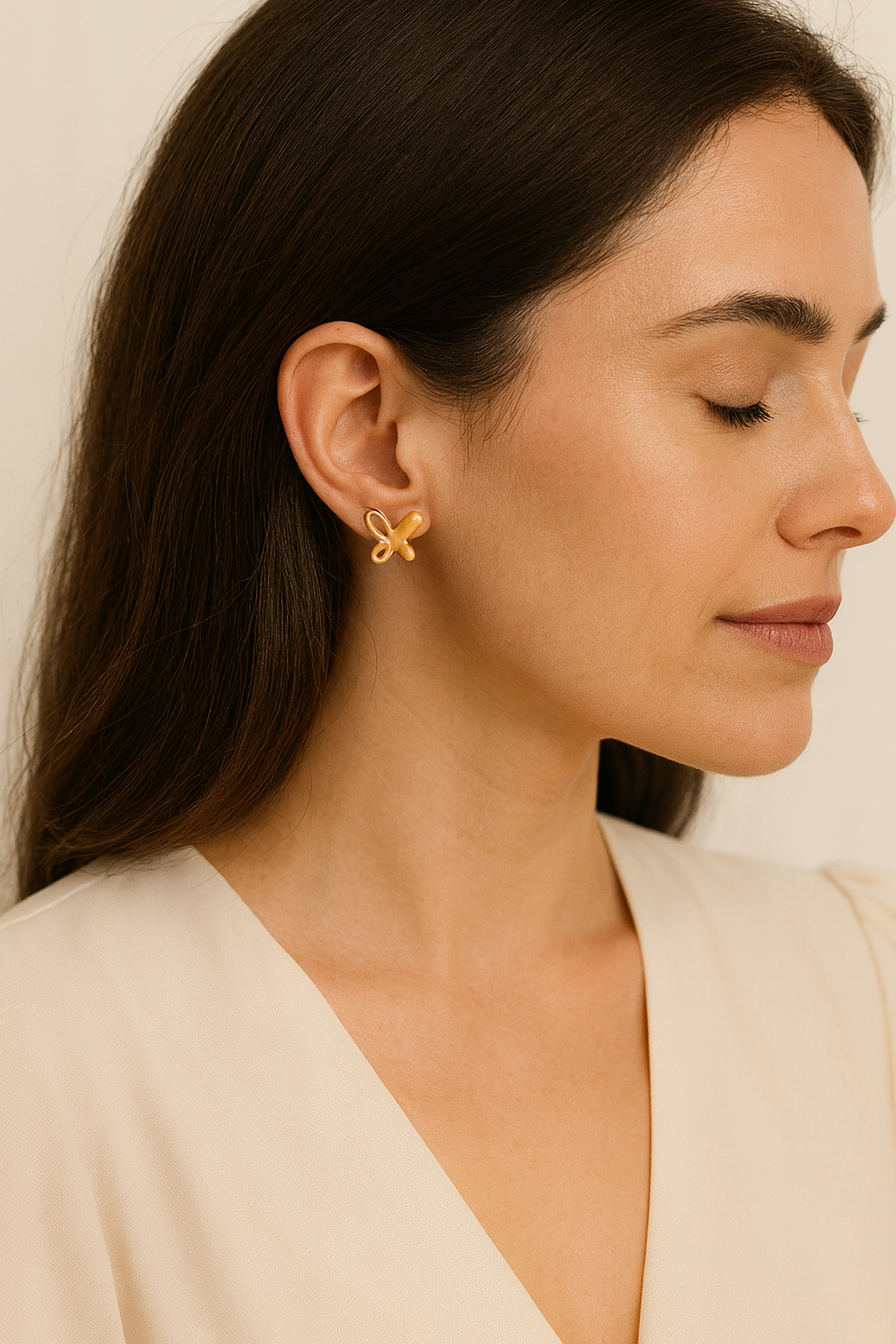 Butterfly Stud Earrings | Gold Polish