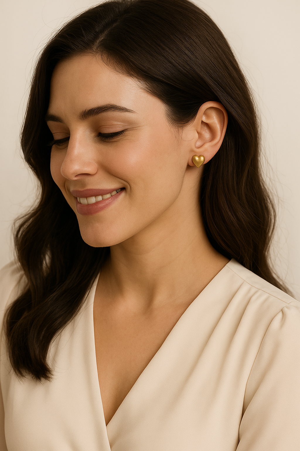 Heart Stud Earrings | Gold Polish