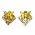 Gold Plated Butterfly Stud Earrings | Textured Dual-Tone Design