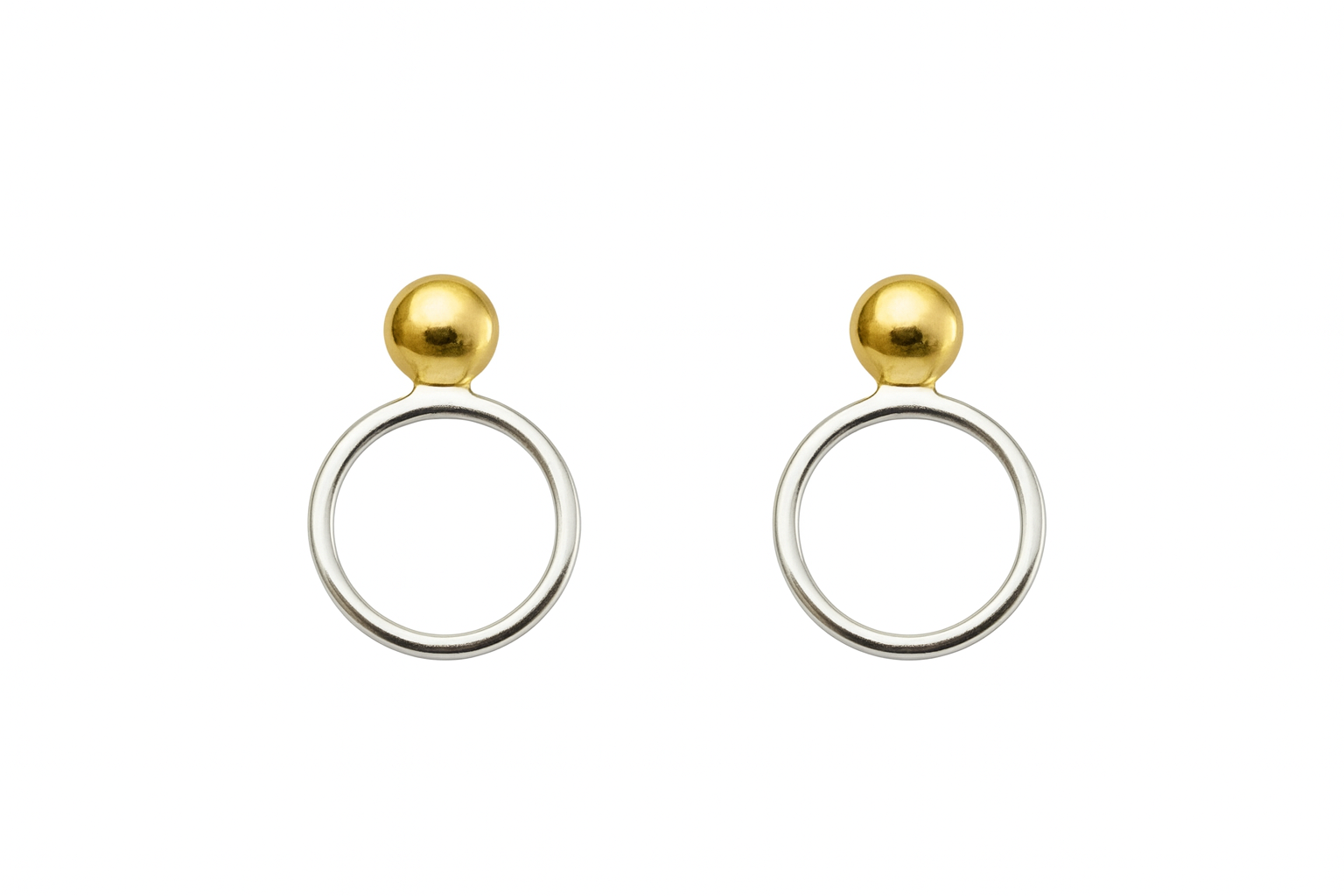 Dual Tone Circle Stud Earrings | Gold & Silver Finish