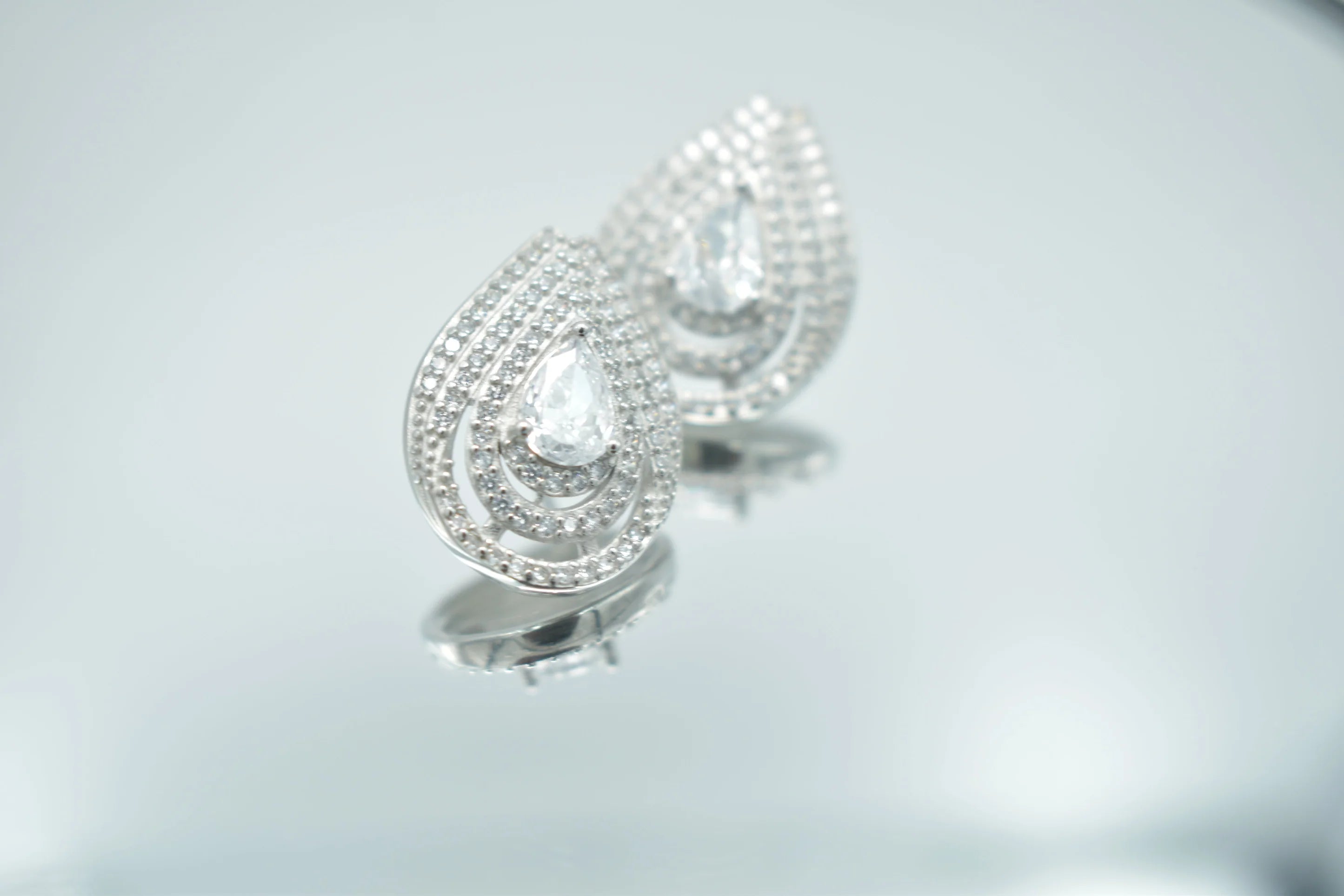 Pear Drop Halo Earrings