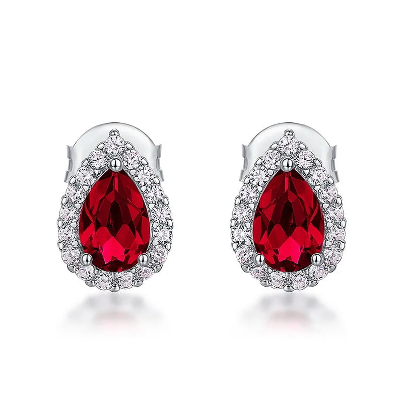 Ruby Halo Earrings
