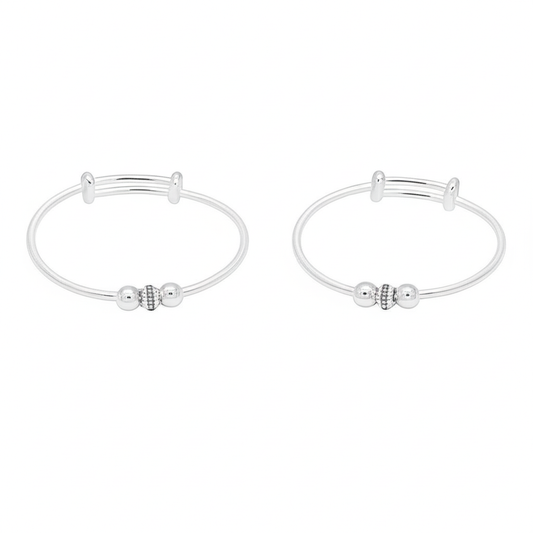 Silver Baby Kada Pair with Beads