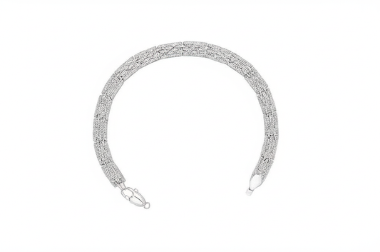 Sterling Silver Geometric Textured Bracelet