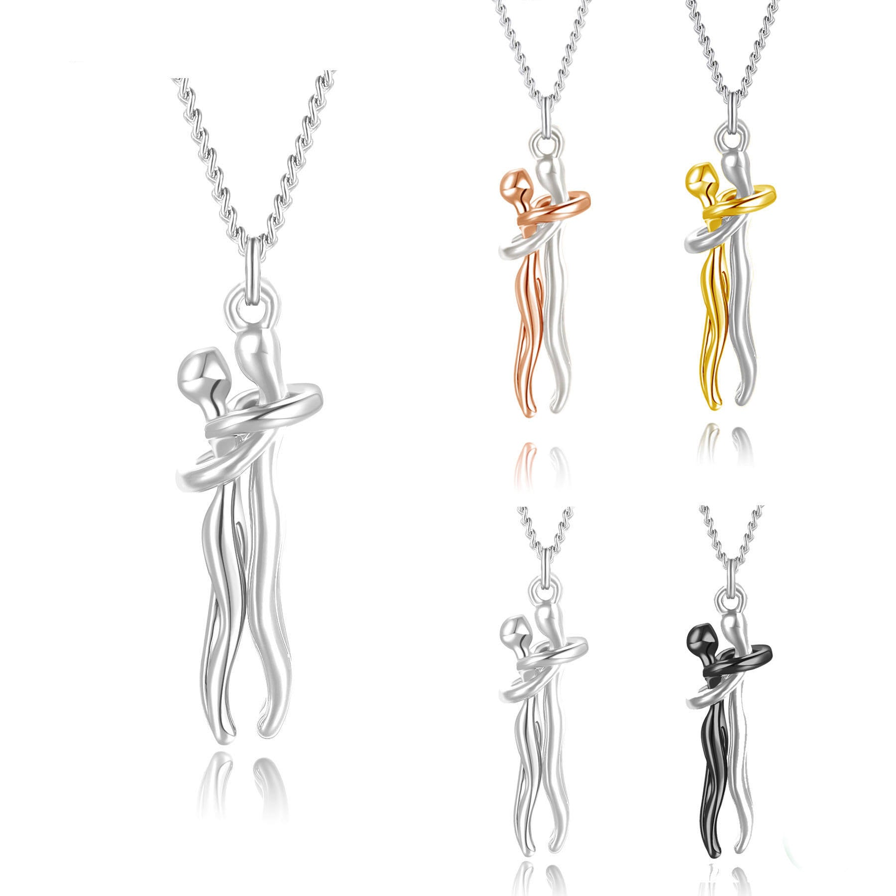 Couple Embrace Pendant Necklace