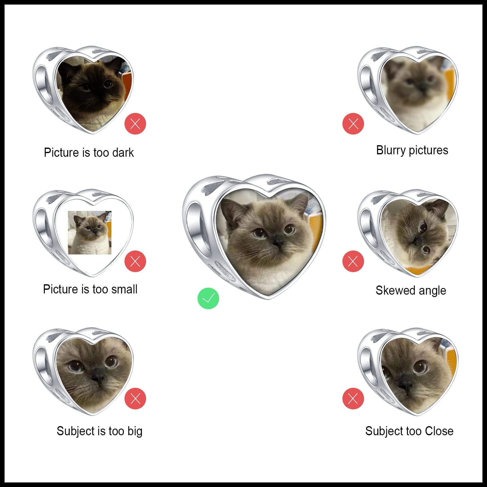 Crown Heart Photo Charm