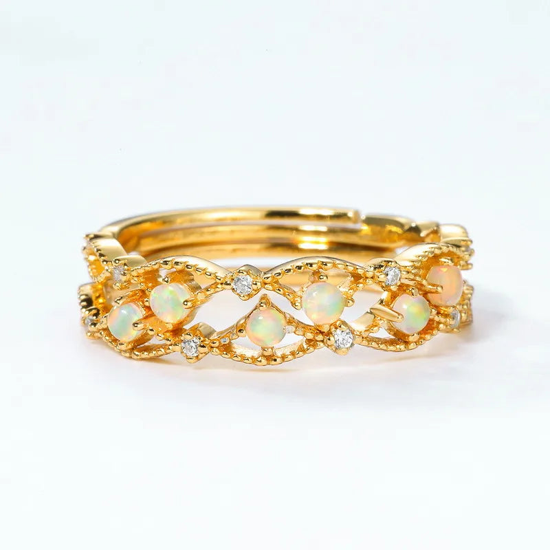 Opal Crown Ring Set | Gold Plated