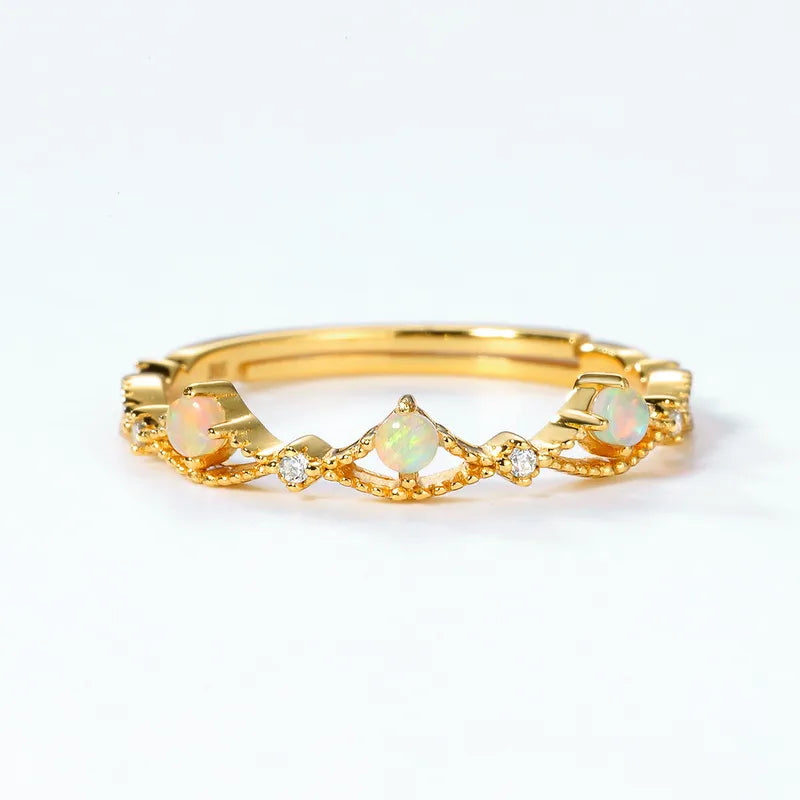 Opal Crown Ring Set | Gold Plated