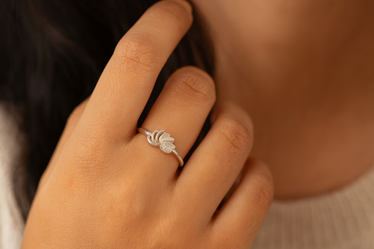 Sterling Silver Crown Leaf Ring