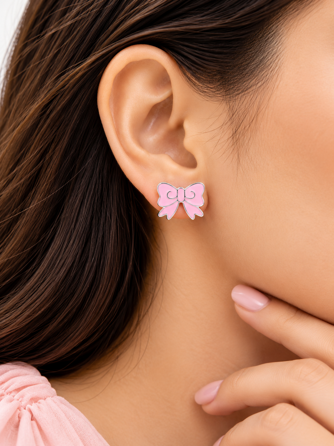 Pink Bow Studs
