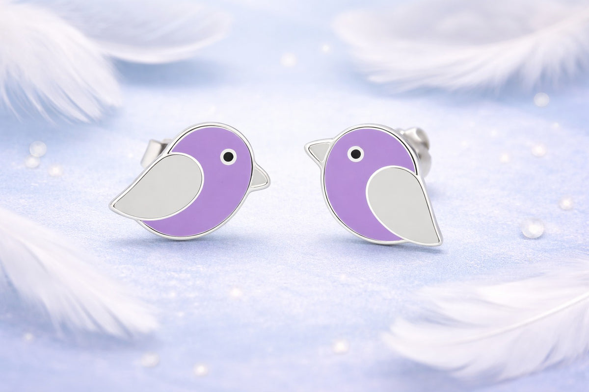 Lavender Birdie Studs