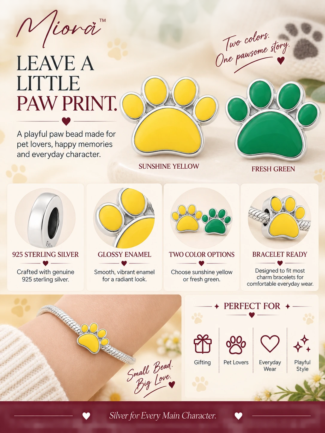 Paw Print Bead A+ content